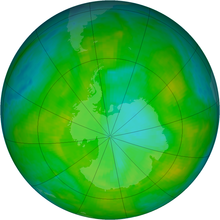 Antarctic ozone map for 14 December 1986